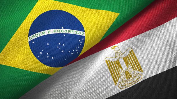 Egipto y Brasil banderas juntas relaciones textil tela textura
 - Foto, Imagen
