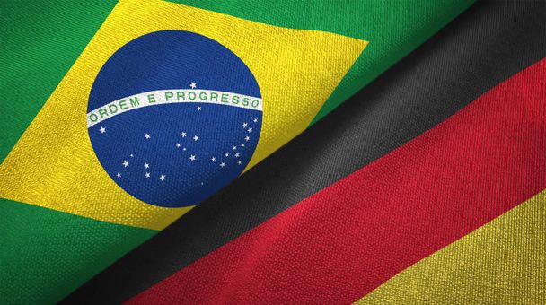 Alemania y Brasil banderas juntas relaciones textil tela textura
 - Foto, imagen