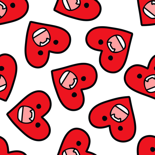 μοτίβο απρόσκοπτη doodle καρδιά emoji - Διάνυσμα, εικόνα