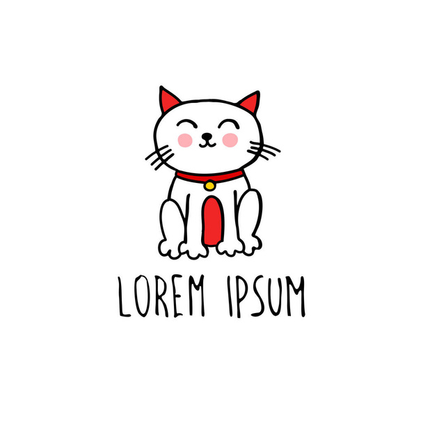 gato japonés de buena suerte maneki neko sobre un fondo blanco aislado.  símbolo de riqueza. ilustración de dibujos animados de vectores 8720698  Vector en Vecteezy