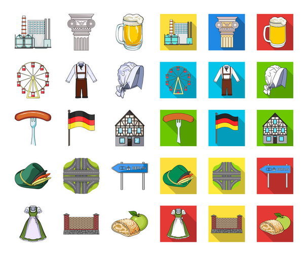Country Germany cartoon,flat icons in set collection for design. Germany and landmark vector symbol stock web illustration. - Вектор,изображение