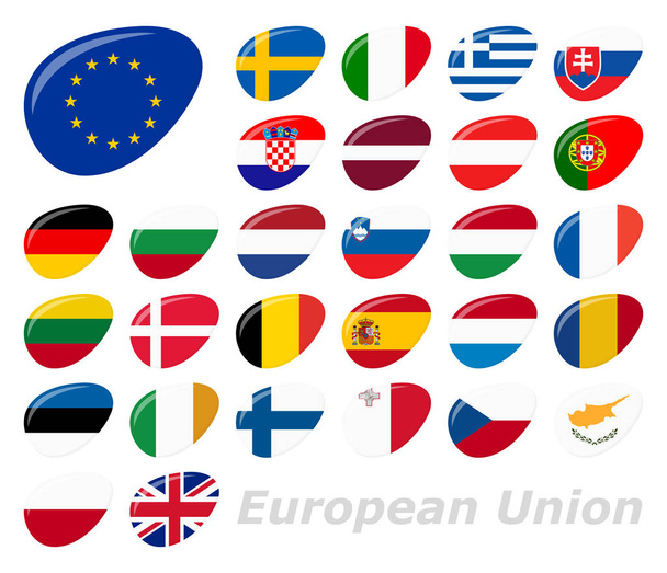 recogida de banderas de todos los países nacionales de la Unión Europea
 - Vector, Imagen