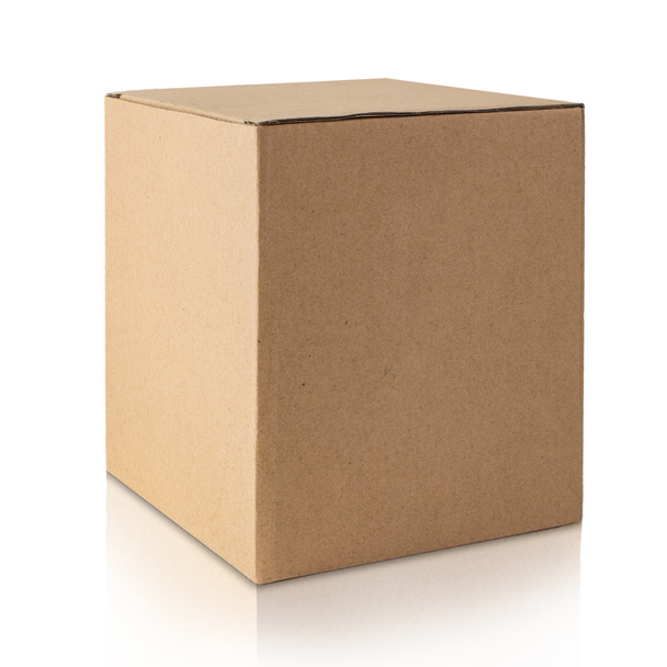 Cardboard box isolated on white background. Side view. - Photo, Image