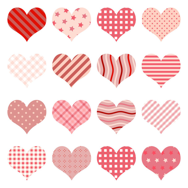 collection of different beautiful hearts for valentine love time or mothers day - Vecteur, image