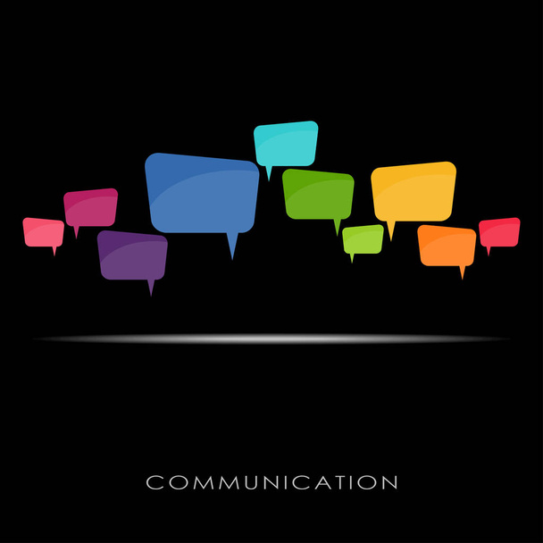illustration of colored speech bubbles in a row with space for text on black background - Vector, Image