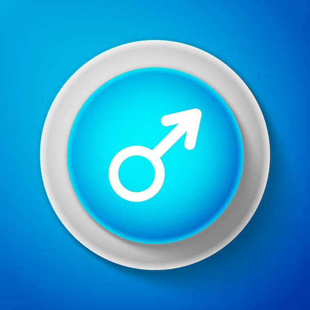 Ανδρικό φύλο εικονίδιο συμβόλου απομονώνονται σε μπλε φόντο. Κύκλος μπλε κουμπί. Εικονογράφηση διάνυσμα - Διάνυσμα, εικόνα