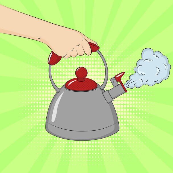 Free Vector  Kettle with boiling water on induction stove