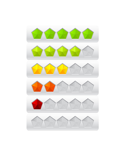 rating from color pentagons - Вектор,изображение