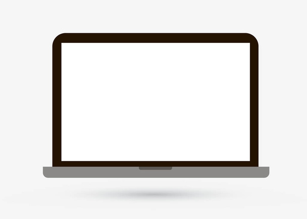 Laptop elszigetelt lapos ikon Pc számítógép fehér képernyő - Vektor, kép
