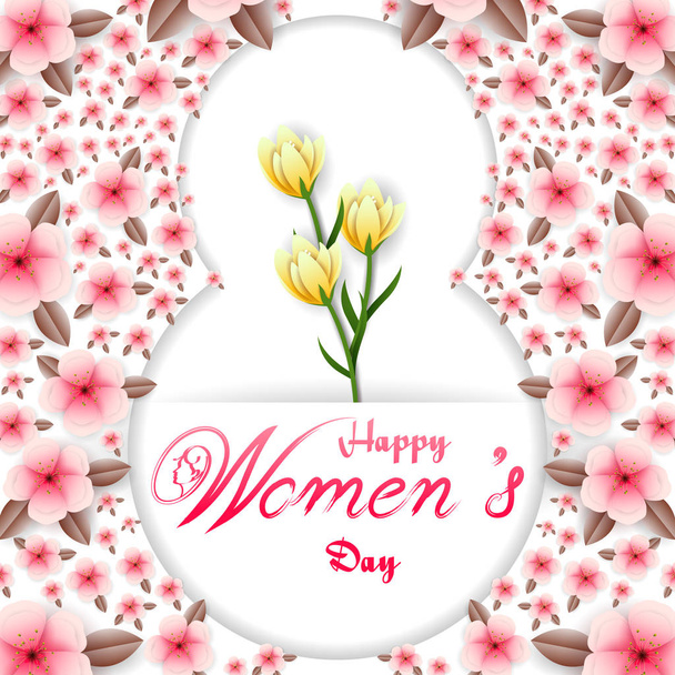 Happy International Womens Day greetings wallpaper background - Vetor, Imagem