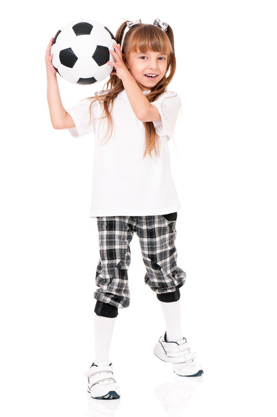 Little girl with soccer ball - Zdjęcie, obraz