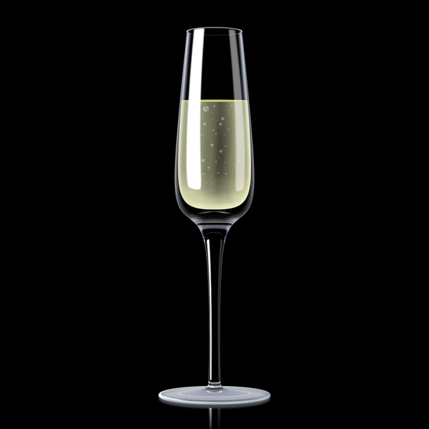 Champage glass - isolated on black background. - Foto, afbeelding