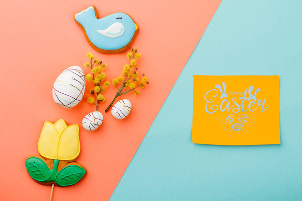 Spring Easter background with sweets. - Fotoğraf, Görsel
