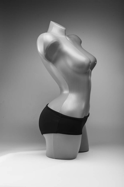 Černá a bílá Foto figuríny, Dámské spodní prádlo pro plavání. Dobrá karta pro obchod. - Fotografie, Obrázek