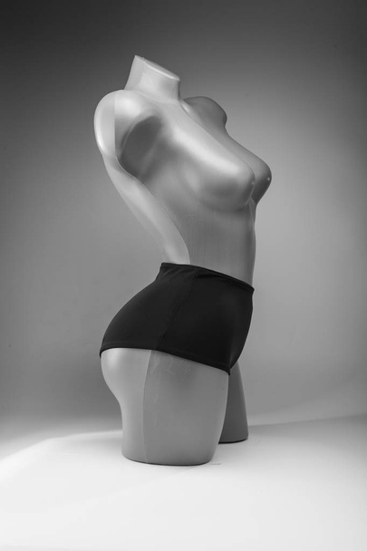 Black and white photo dummy, women's underwear for swimming. Good card for store. - Fotó, kép