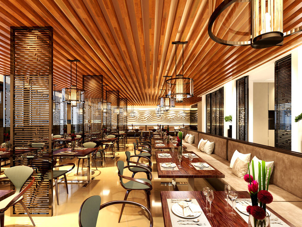 3d renderizar cafetería restaurante moderno
 - Foto, imagen