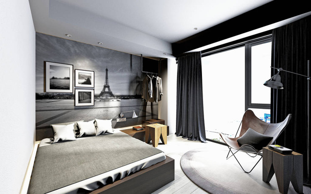 3D vykreslení moderní obývací pokoj - Fotografie, Obrázek