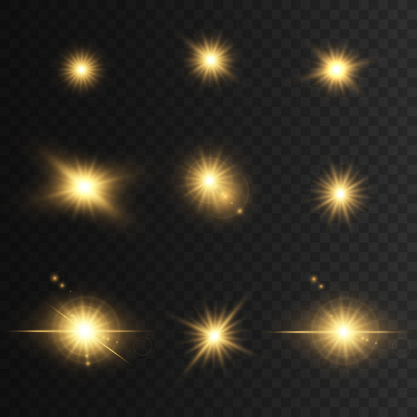 Set Luci e stelle d'oro incandescenti. Isolato su sfondo trasparente. Illustrazione vettoriale
,  - Vettoriali, immagini