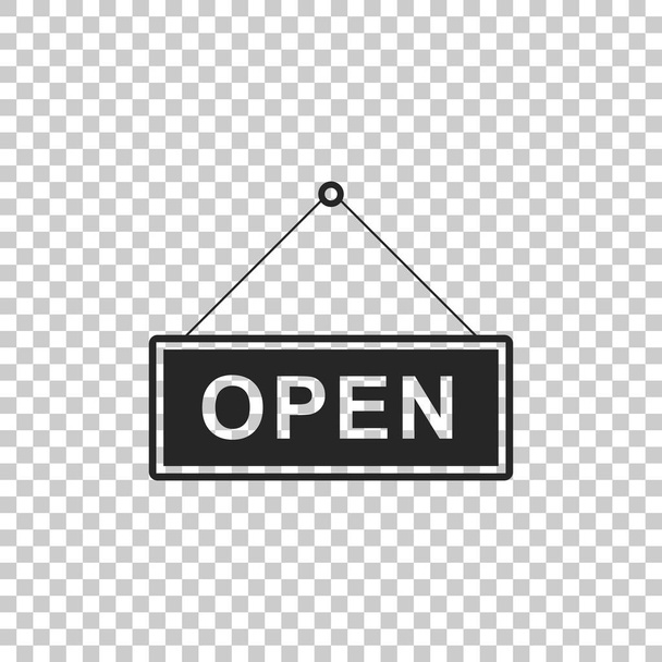 Hanging sign with text Open door icon isolated on transparent background. Flat design. Vector Illustration - Vector, Image