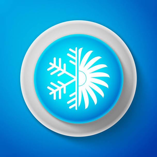 Icono del aire acondicionado aislado sobre fondo azul. Círculo botón azul. Ilustración vectorial
 - Vector, imagen