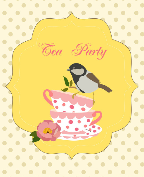 Tea Party card - Wektor, obraz