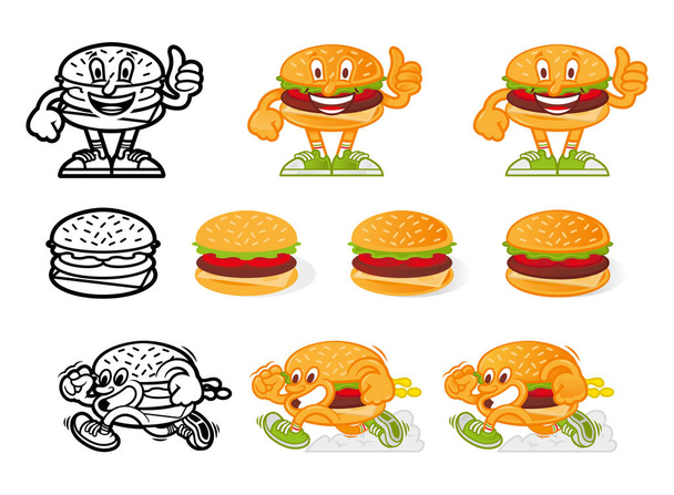 Conjunto de hambúrgueres desenhos animados
  - Vetor, Imagem