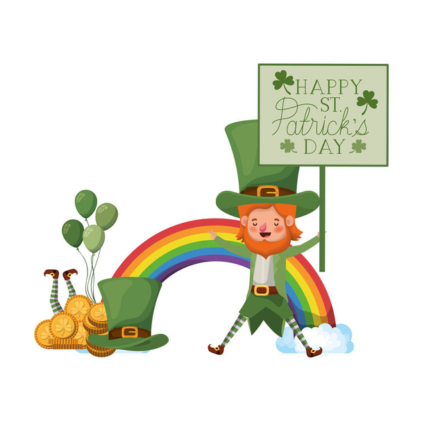heureux st patricks jour étiquette avec leprechaun personnage vecteur illustration desing
 - Vecteur, image