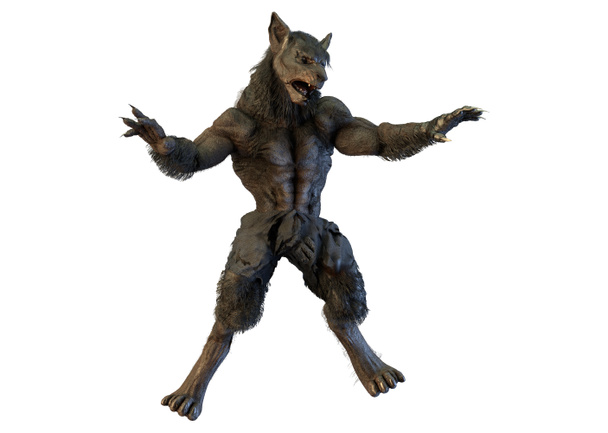 3D-Illustration eines Werwolfs auf weißem Hintergrund - Foto, Bild