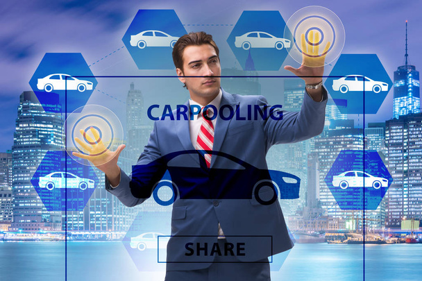 Businessman in carpooling and carsharing concept - Photo, Image