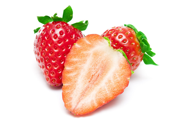 Ripe strawberries isolated on white - Фото, зображення