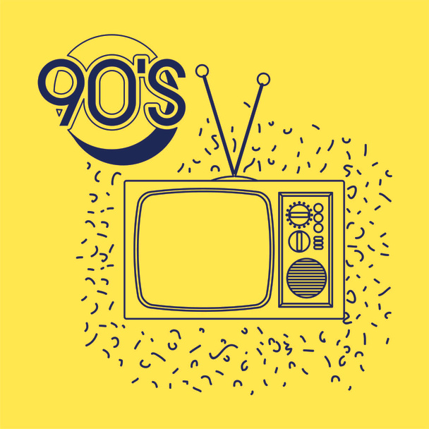 90s label with retro tv - Vecteur, image