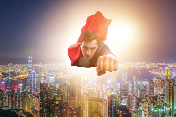 Υπερήρωας επιχειρηματίας που πετά πάνω από την πόλη - Φωτογραφία, εικόνα