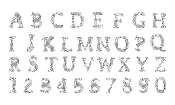 Рука розфарбована Векторні літери з квітами на білому тлі
 - Вектор, зображення
