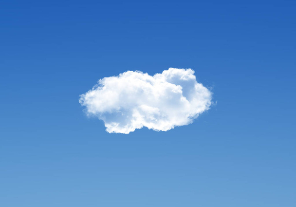 Ενιαία σύννεφο απομονωμένη πάνω από βαθύ μπλε ουρανό διαβάθμισης, σύννεφο ρεαλιστική 3d απεικόνιση. Σχήμα απόδοσης σύννεφο - Φωτογραφία, εικόνα