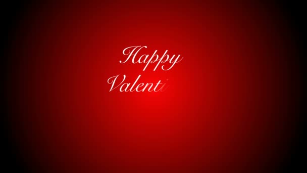 Small red hearts and white stars falling on black and red background after Happy Valentine's Day animation. - Footage, Video
