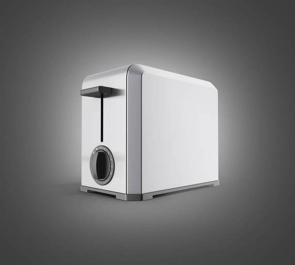 Grey metal toaster isolated on black gradient background 3d - Foto, Bild