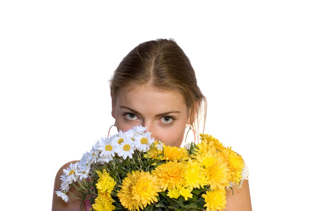 Girl with flowers - Foto, imagen
