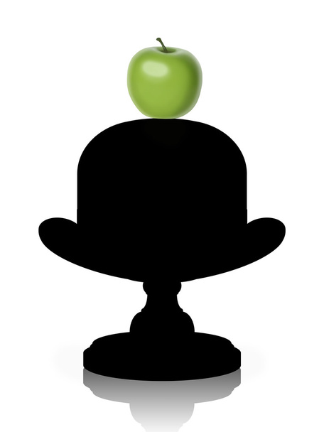 πράσινο μήλο σε ένα ντεμοντέ καπέλο - Φωτογραφία, εικόνα