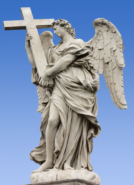 Άγαλμα ενός αγγέλου στη γέφυρα του Sant 'Angelo στη Ρώμη - Φωτογραφία, εικόνα