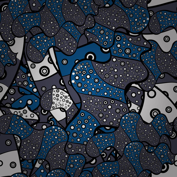 Blue, black and white on colors. Vector - stock. Doodles cute pattern. Nice background. Seamless Beautiful fabric pattern. - Vector, Image