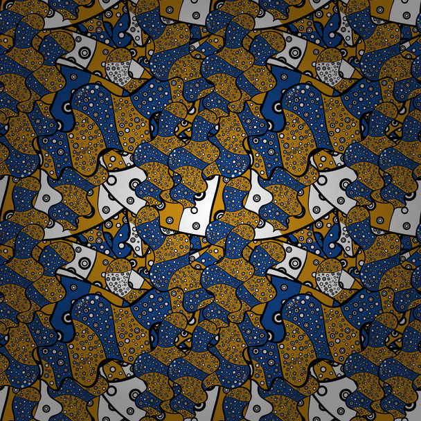 Doodles black, blue and yellow on colors. Sketch cute background. Nice pattern for wrapping paper vector. - Vector, Image