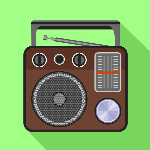 Portable speaker radio icon, flat style - Vector, Image