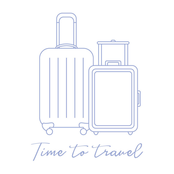 Vector illustration with two suitcases. Summer time, vacation. Leisure. - Vecteur, image