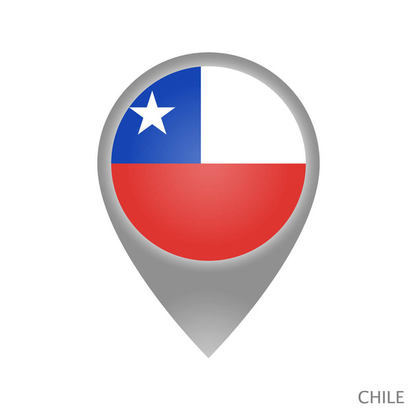 Térkép-mutató Chile zászlaja. Színes mutató ikon megjelenítése. Vektoros illusztráció. - Vektor, kép