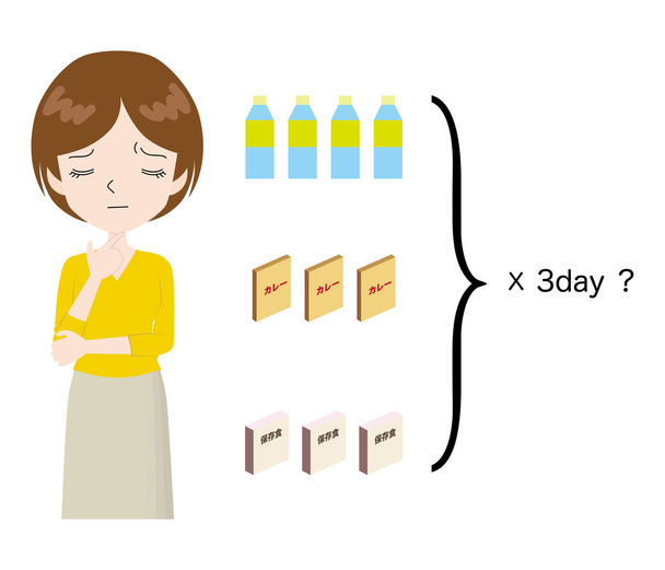 woman suffering from the number of preserved meals. - Vector, Image