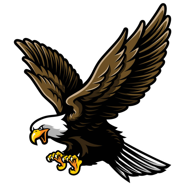 Americký orel s otevřenými křídly a pařáty v karikatuře stylu - Vektor, obrázek