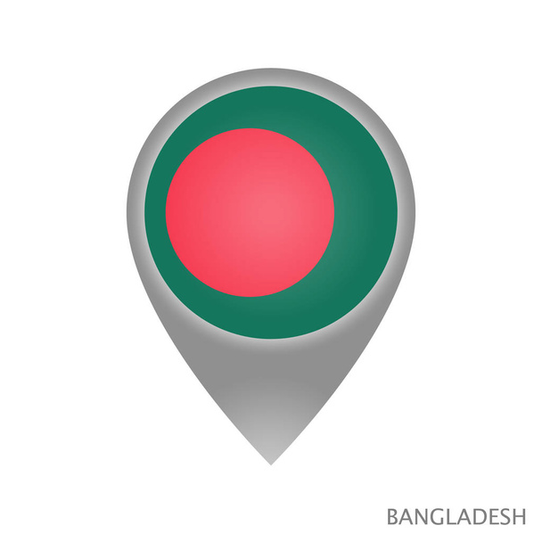 Kartta osoitin lippu Bangladeshin. Värikäs osoitinkuvake kartalle. Vektorikuvaus
. - Vektori, kuva