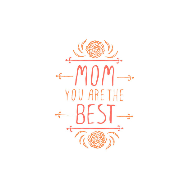 Happy mothers day handlettering element on white background - Vector, Image