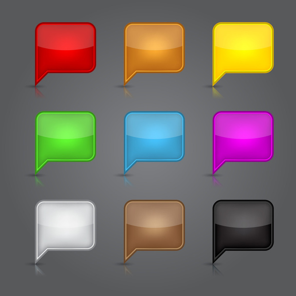 App icons glass set. Glossy empty speech bubble web button. - ベクター画像