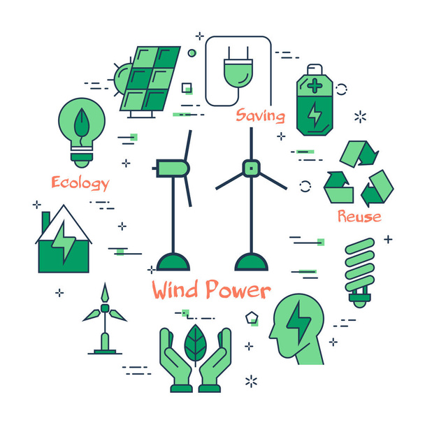 Bandiera dell'energia pulita alternativa - energia eolica
 - Vettoriali, immagini